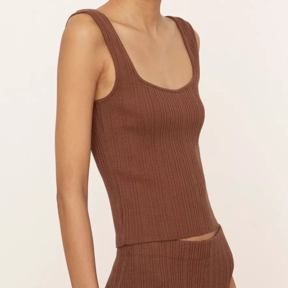 Vince Brown Ribbed Tank Top